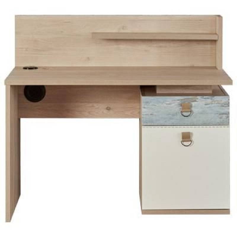 Möbel-Zeit Kinderschreibtisch DENIM Vintage in Holz und blassblau mit integrierter USB-Ladestation, mit integrierter USB-Ladestation von Möbel-Zeit