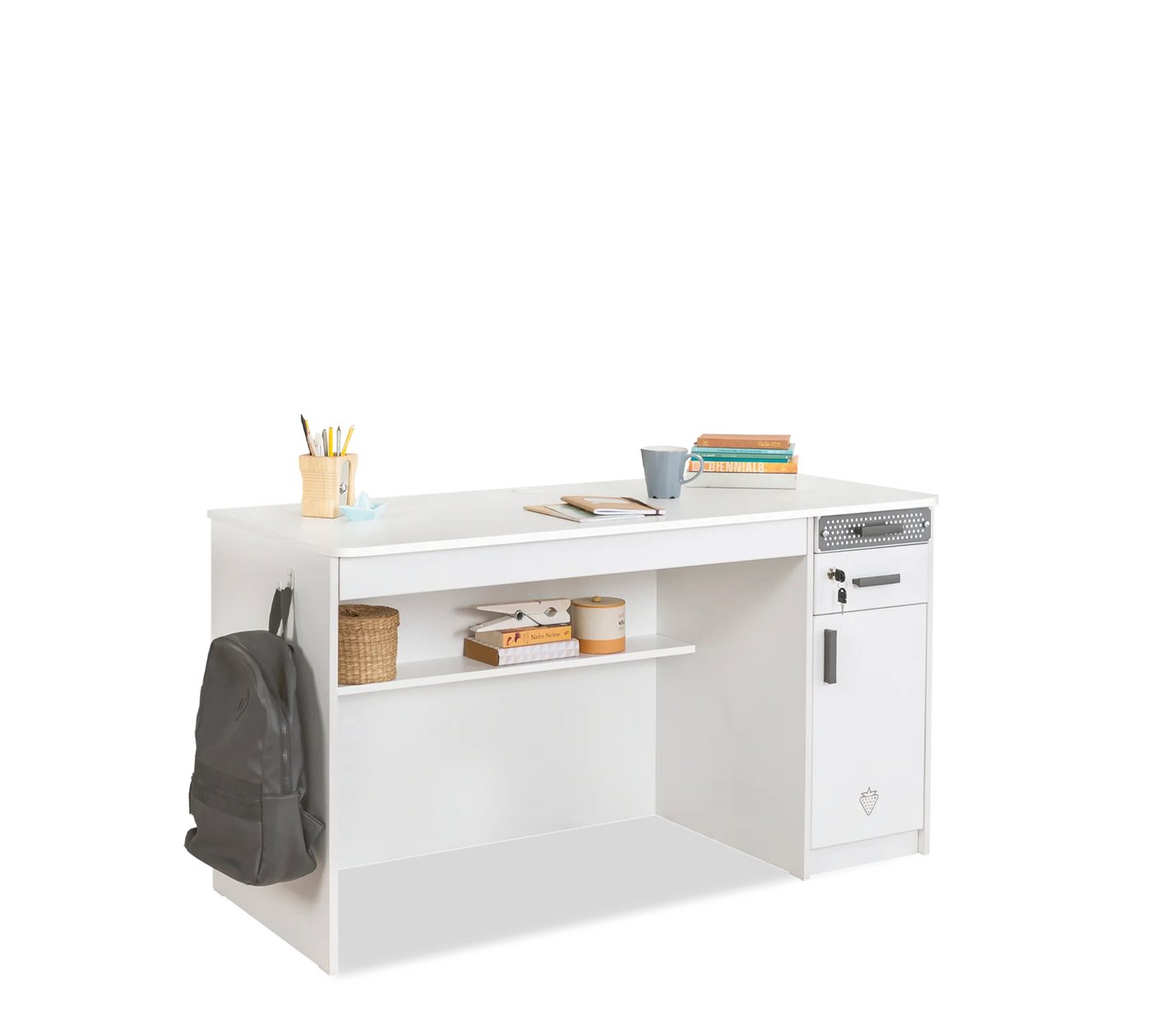 Möbel-Zeit Schreibtisch WHITE, groß mit einer Tür und 2 Schubkästen, Optional mit Aufsatz Möbel-Zeit Schreibtisch WHITE, groß mit einer Tür und 2 Schubkästen, Optional mit Aufsatz von Möbel-Zeit