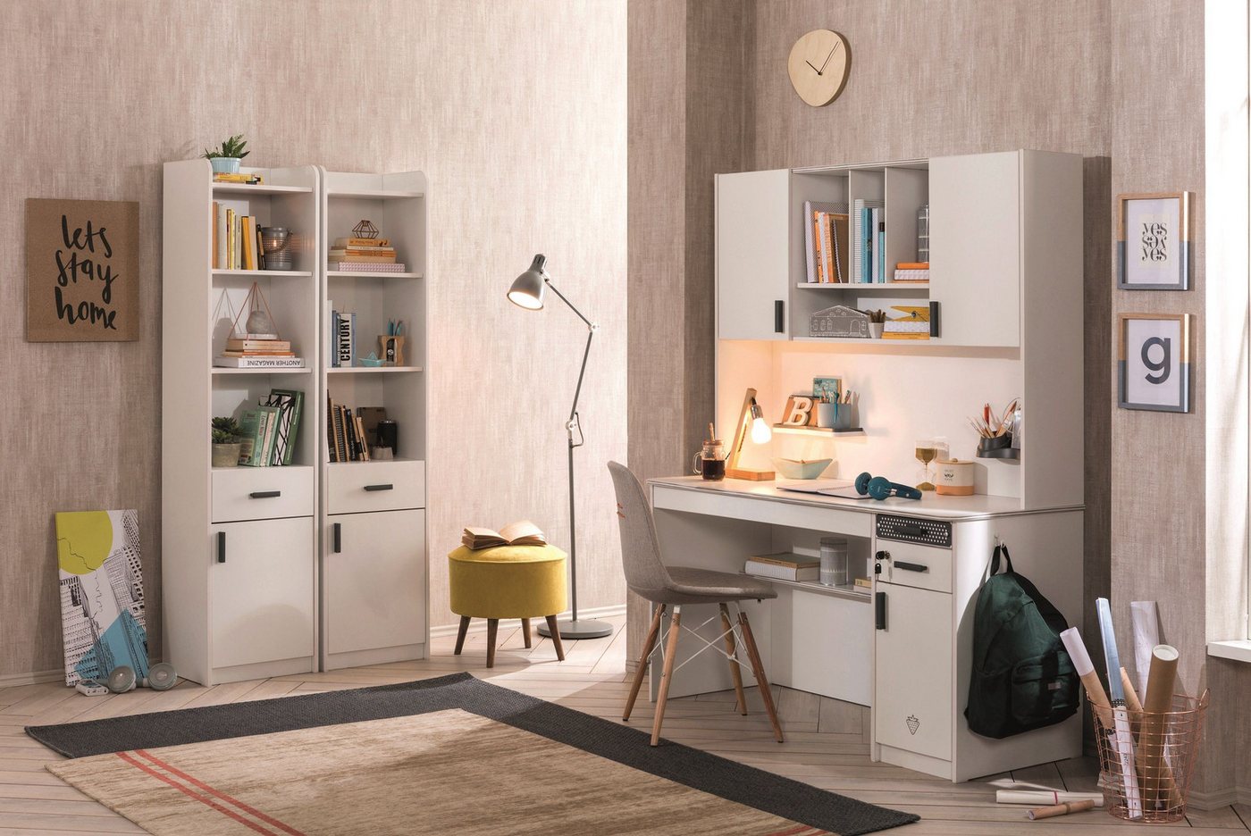 Möbel-Zeit Schreibtisch WHITE, groß mit einer Tür und 2 Schubkästen, Optional mit Aufsatz Möbel-Zeit Schreibtisch WHITE, groß mit einer Tür und 2 Schubkästen, Optional mit Aufsatz von Möbel-Zeit