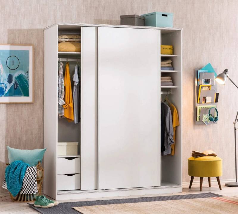 Möbel-Zeit Schwebetürenschrank WHITE Kleiderschrank mit 2 Schiebetüren von Möbel-Zeit