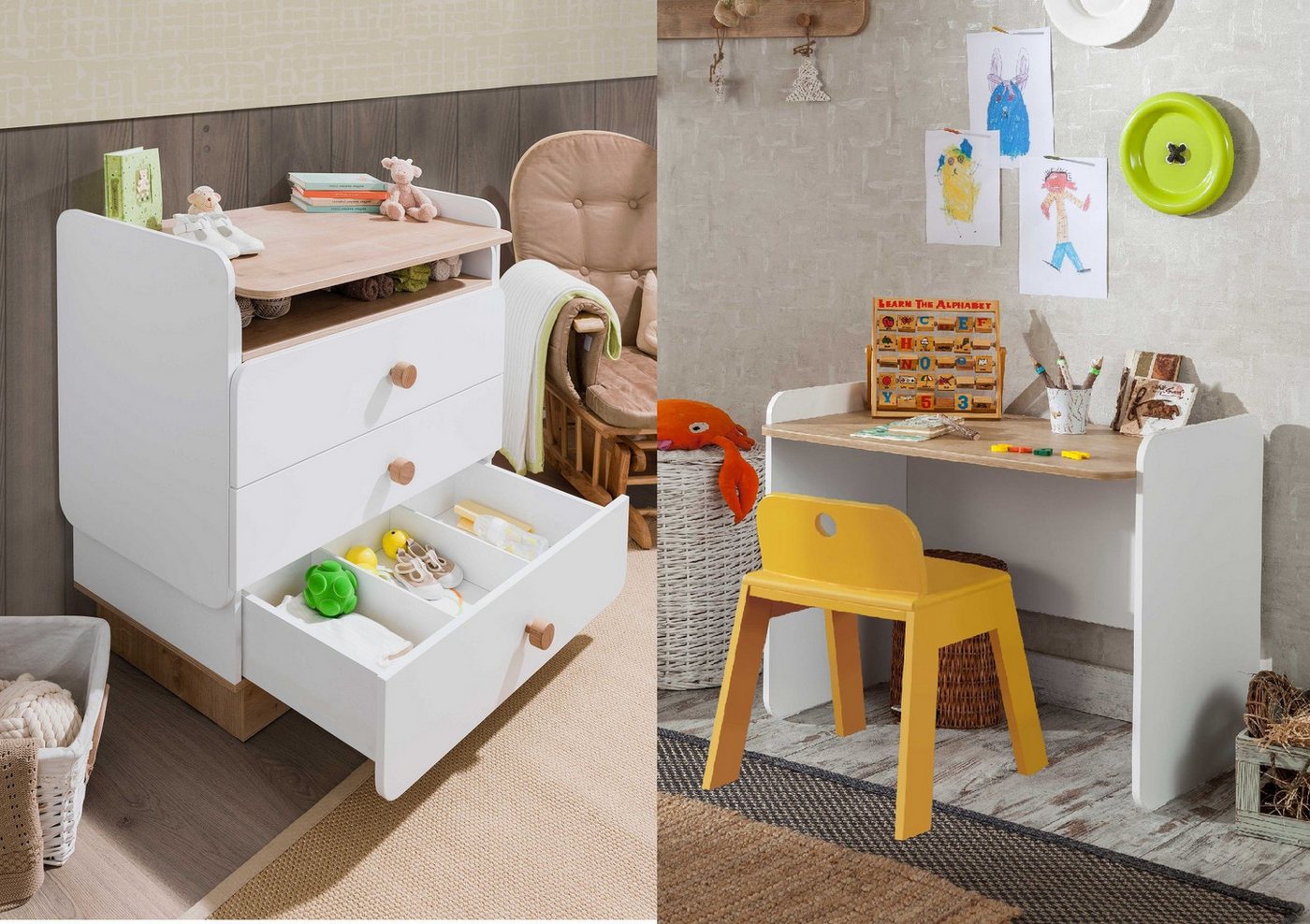 Möbel-Zeit Wickelkommode NATURA BABY Wickelkommoden - Schreibtisch - DUO von Möbel-Zeit