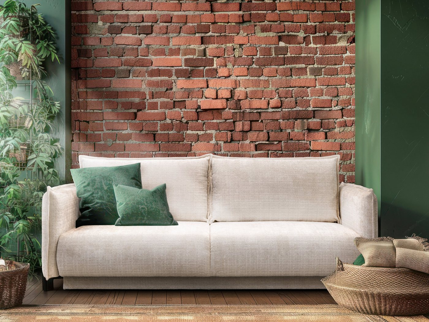 Möbel für Dich 3-Sitzer Bettsofa Schlafsofa Amalfi, bezogen mit Cord oder Strukturstoff, mit Bettkasten und großer Liegefläche von Möbel für Dich