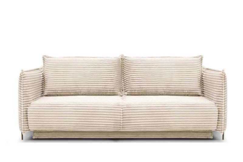 Möbel für Dich 3-Sitzer Bettsofa Schlafsofa Amalfi, bezogen mit Cord oder Strukturstoff, mit Bettkasten und großer Liegefläche von Möbel für Dich