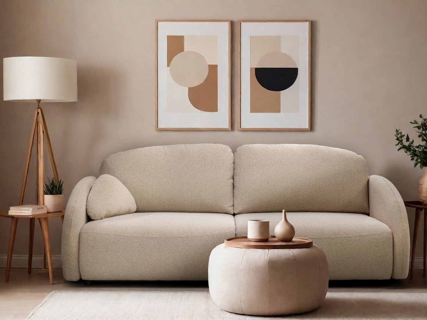Möbel für Dich 3-Sitzer Bettsofa Schlafsofa SIRIO bezogen mit Bouclé oder Strukturstoff, mit Bettkasten und großer Liegefläche von Möbel für Dich
