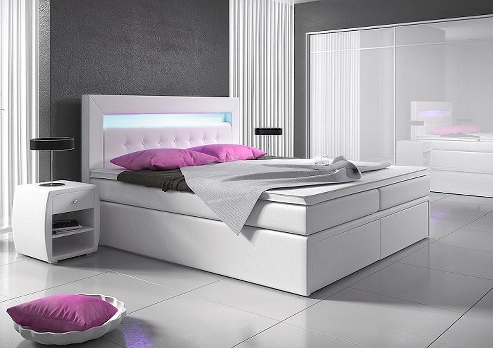 Möbel für Dich Boxspringbett Milano2 mit hochklappbaren Bettkästen, mit LED-Licht von Möbel für Dich