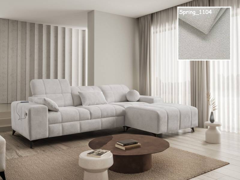 Möbel für Dich Ecksofa Dafne 1 Ecksofa oder Dreisitzer mit Hocker, frei kombinierbar, mit USB, Bettfunktion, Bettkasten und drei verstellbaren Kopfstützen von Möbel für Dich