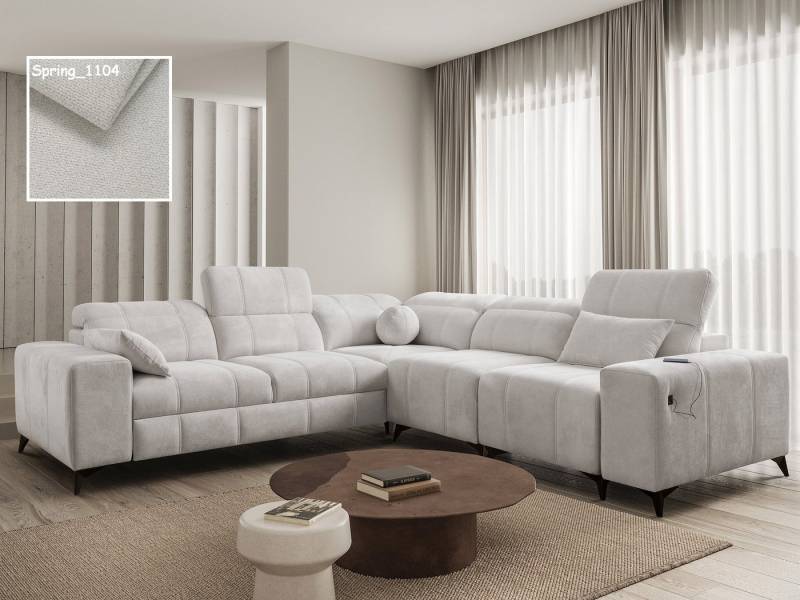 Möbel für Dich Ecksofa Dafne 3 mit USB, Schlaffunktion und zwei Bettkästen, mit verstellbaren Kopfstützen von Möbel für Dich