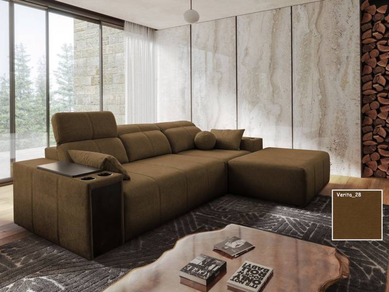 Möbel für Dich Ecksofa Ecksofa Mindy 1 – auch als Dreiersofa mit Hocker aufstellbar, mit Sitztiefenverstellung, USB, Minibar, Schlaffunktion, Bettkasten von Möbel für Dich