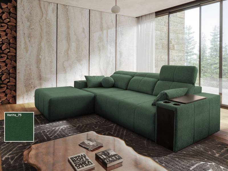 Möbel für Dich Ecksofa Ecksofa Mindy 1 – auch als Dreiersofa mit Hocker aufstellbar, mit Sitztiefenverstellung, USB, Minibar, Schlaffunktion, Bettkasten von Möbel für Dich