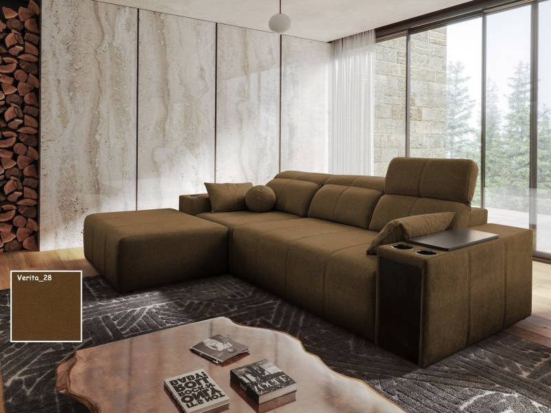 Möbel für Dich Ecksofa Ecksofa Mindy 1 – auch als Dreiersofa mit Hocker aufstellbar, mit Sitztiefenverstellung, USB, Minibar, Schlaffunktion, Bettkasten von Möbel für Dich