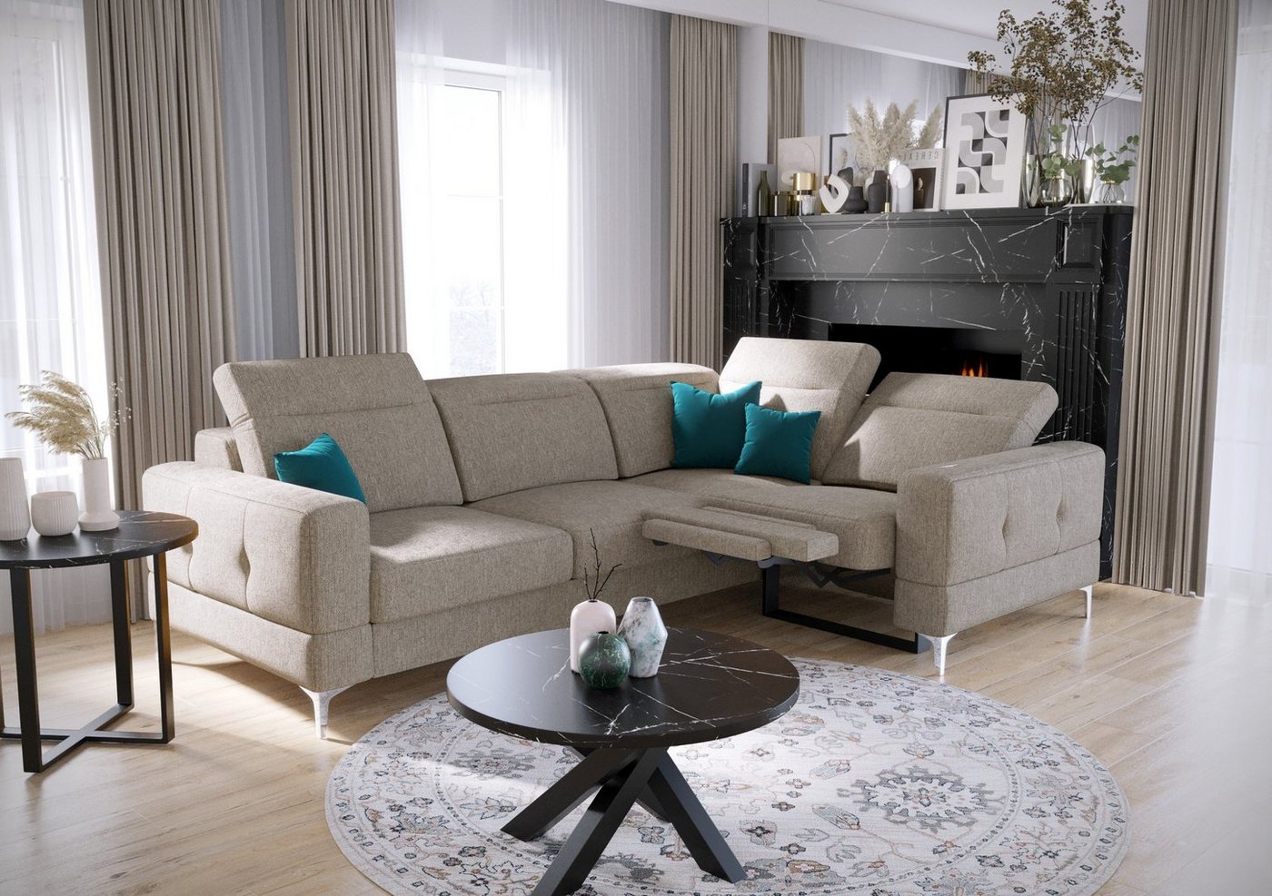 Möbel für Dich Ecksofa Malibu Relax, mit Relaxfunktion, mit Stoff-und Farbauswahl, mit Schlaffunktion von Möbel für Dich