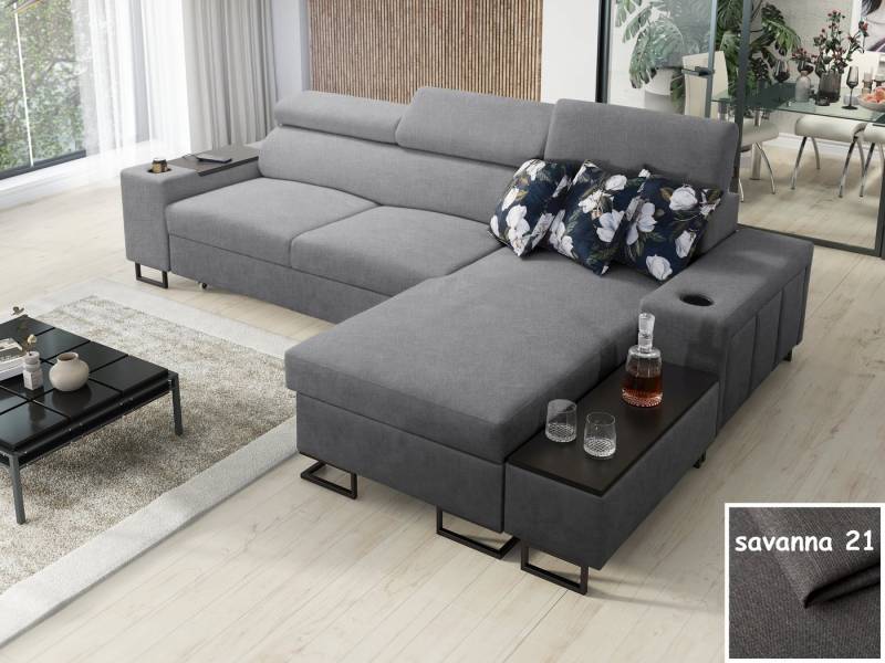 Möbel für Dich Ecksofa Melody I MAX, mit Ablage, USB, Becherhalter, Schlaffunktion und Bettkasten von Möbel für Dich