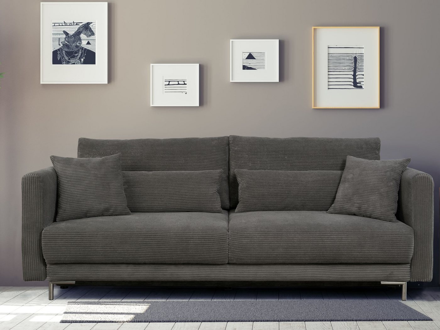 Möbel für Dich Schlafsofa Premium Cord Sofa Rico, mit Kaltschaumpolsterung und Bettfunktion, Cordbezug, Kaltschaumpolsterung von Möbel für Dich