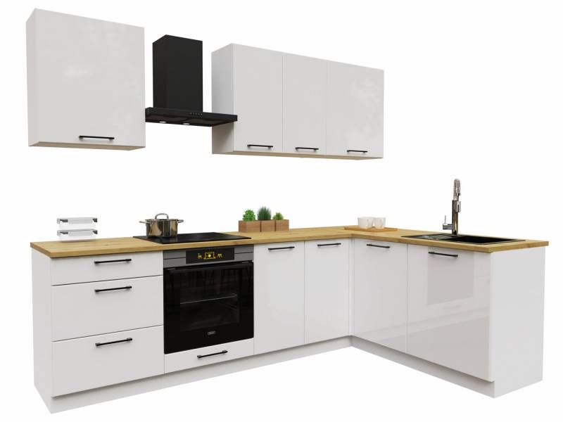 Möbel für Dich Winkelküche moderne Eckküche in L-Form Denis 260x170 cm, 8-teilig, mit Fronten in Weiß Hochglanz oder Beige matt Möbel für Dich Winkelküche moderne Eckküche in L-Form Denis 260x170 cm, 8-teilig, mit Fronten in Weiß Hochglanz oder Beige matt von Möbel für Dich