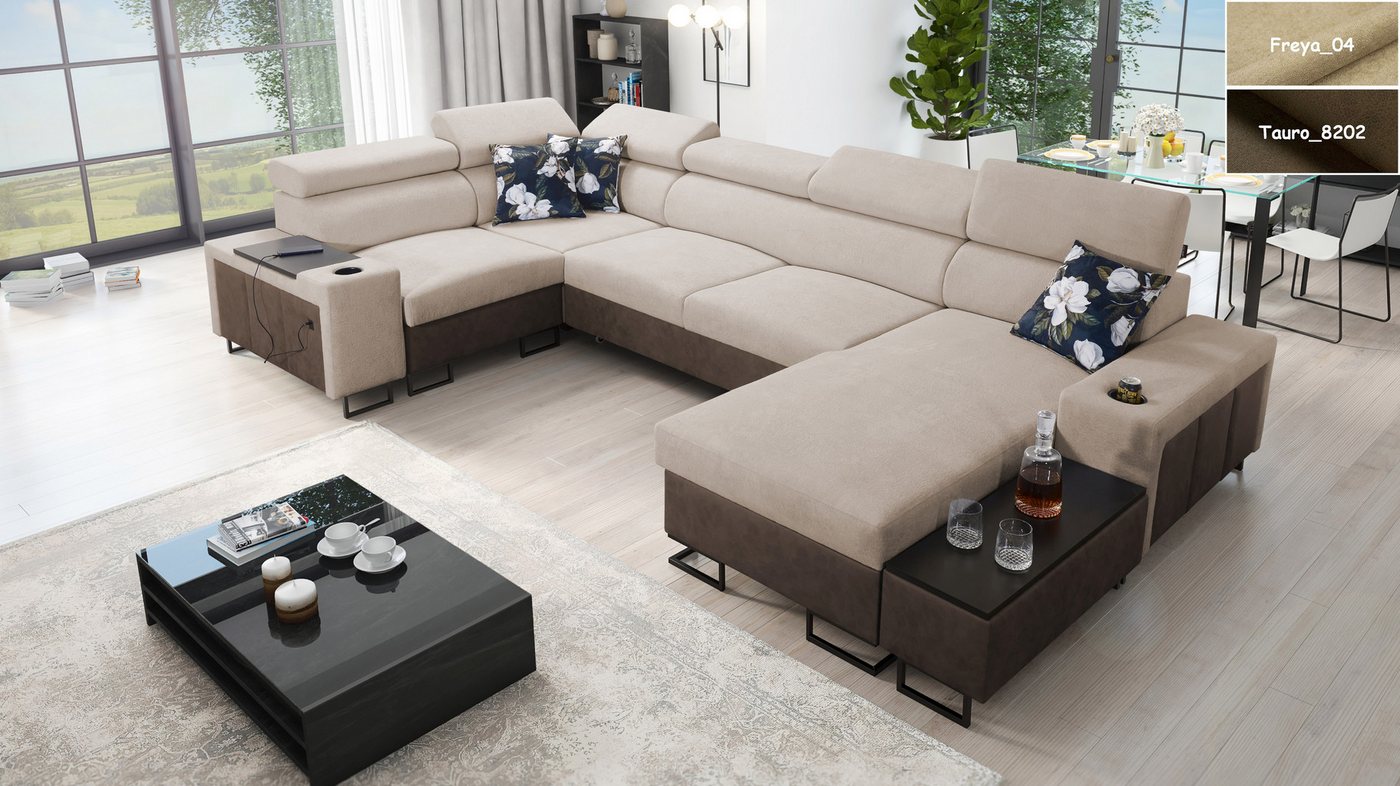Möbel für Dich Wohnlandschaft Melody IV in U-Form mit USB, Ablagen und anderen Extras, mit Becherhalter in den Armlehnen und einem kleinen Beistelltisch Möbel für Dich Wohnlandschaft Melody IV in U-Form mit USB, Ablagen und anderen Extras, mit Becherhalter in den Armlehnen und einem kleinen Beistelltisch von Möbel für Dich