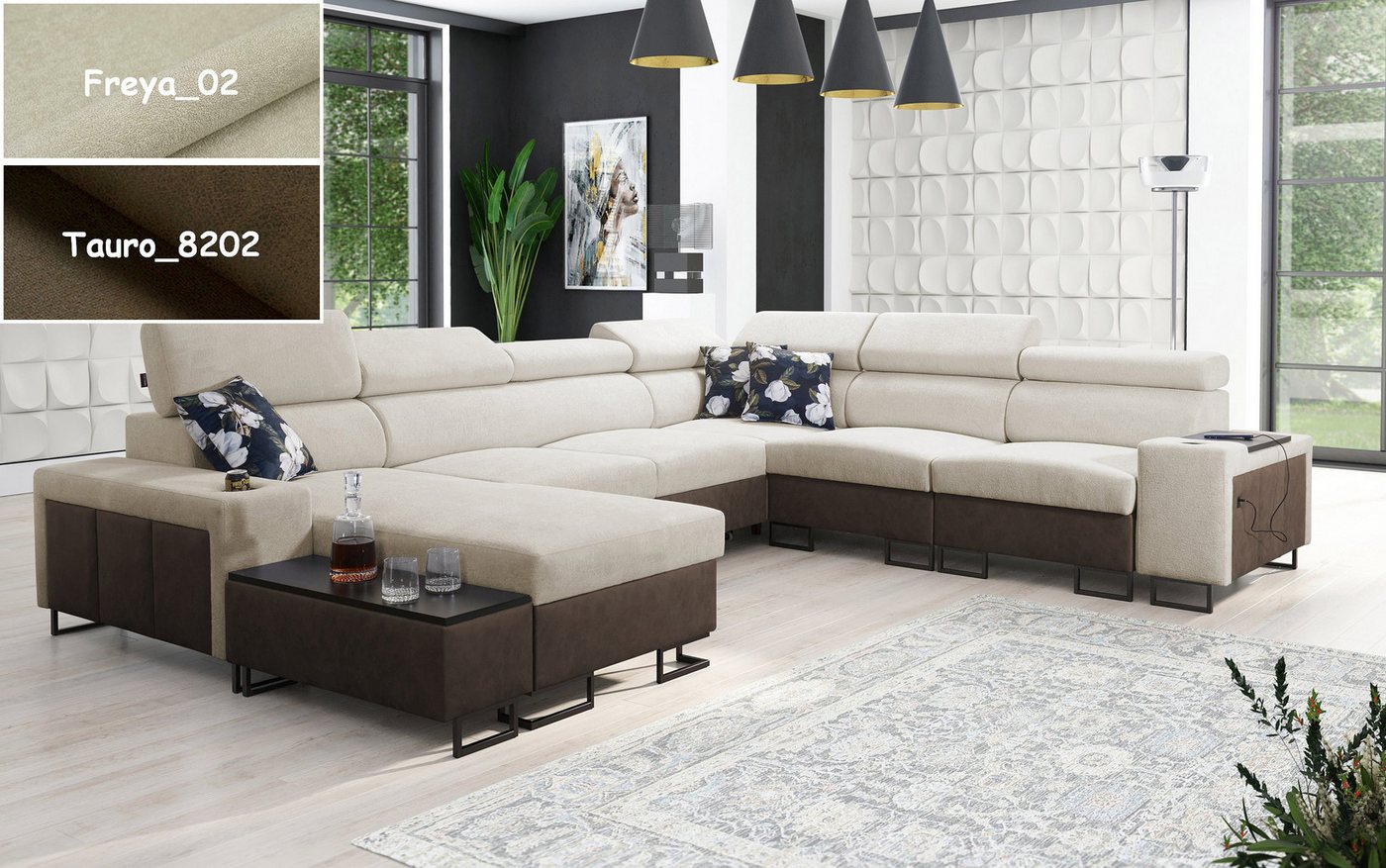 Möbel für Dich Wohnlandschaft XXL Melody VIII in U Form, mit Ablagen, Becherhalter, USB-Ladebüchse, Beistelltisch, 3 Bettkästen Möbel für Dich Wohnlandschaft XXL Melody VIII in U Form, mit Ablagen, Becherhalter, USB-Ladebüchse, Beistelltisch, 3 Bettkästen von Möbel für Dich