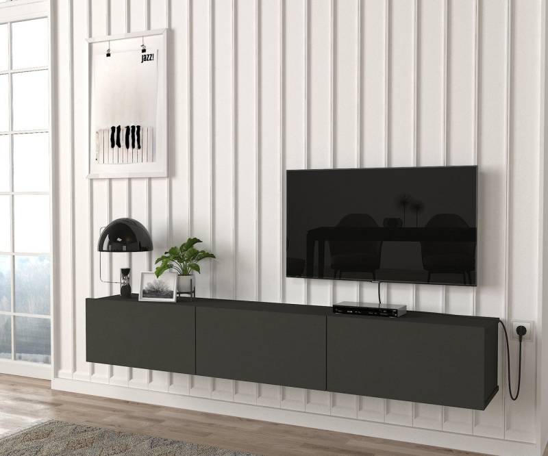 moebel17 Lowboard TV Lowboard Hängend Damla Anthrazit, modernes TV Lowboard in Anthrazit mit 3 Türen von moebel17