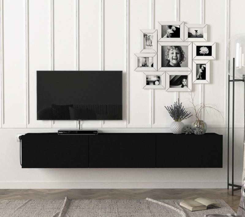 moebel17 TV-Regal TV Lowboard Hängend Damla Schwarz, modernes TV Lowboard in Schwarz von moebel17