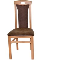 Esstisch Stühle Buche Bezug in Braun 95 cm hoch (2er Set) von Möbel4Life