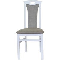 2 Esszimmer Stühle in Weiß Bezug Hellgrau (2er Set) von Möbel4Life
