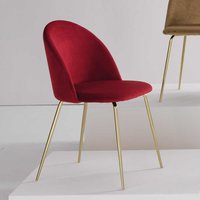 Esstisch Stühle Retro Design in Rot Goldfarben (2er Set) von Möbel4Life