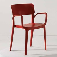 Rote Armlehnen Stapelstühle aus Kunststoff modern (4er Set) von Möbel4Life