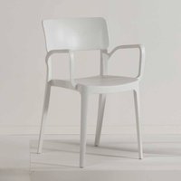 Weiße Armlehnen Stapelstühle aus Kunststoff 46 cm Sitzhöhe (4er Set) von Möbel4Life