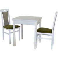 Weiße Esstischgruppe inklusive zwei Stühle klassischen Stil (dreiteilig) von Möbel4Life