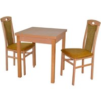 Kleine Essgruppe in Buchefarben und Ocker Gelb zwei Stühle (dreiteilig) von Möbel4Life