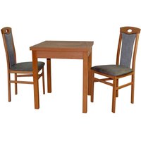 Esszimmer Sitzgruppe Tisch ausziehbar Stühle in Hellgrau (dreiteilig) von Möbel4Life