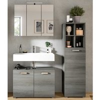 Modernes Badezimmerset in Rauchsilber Holzoptik ohne Waschbecken (dreiteilig) von Möbel4Life