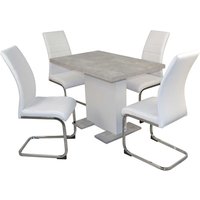 Esstischgruppe mit weißen Stühlen Tisch verlängerbar (fünfteilig) von Möbel4Life