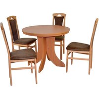 Klassicher Esstisch mit 4 Stühlen Buchefarben (fünfteilig) von Möbel4Life