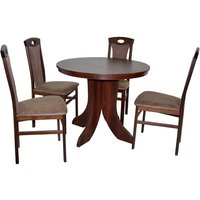 Esstisch mit 4 Stühlen in Nussbaumfarben Braun (fünfteilig) von Möbel4Life