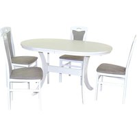 Essplatzgruppe mit ovalem Tisch Weiß und Hellgrau (fünfteilig) von Möbel4Life