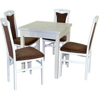 Ausziehbarer Esstisch mit Stühlen Weiß und Braun (fünfteilig) von Möbel4Life