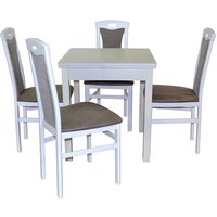 4 Personen Esstisch mit Stühlen Weiß und Hellgrau (fünfteilig) von Möbel4Life
