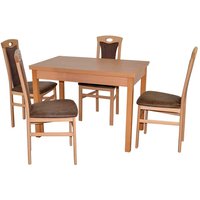 Esszimmer Sitzgruppe mit vier Stühlen Buchefarben & Braun (fünfteilig) von Möbel4Life
