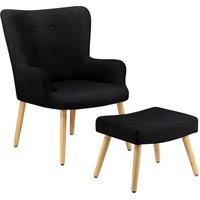 Sessel inklusive Hocker in Schwarz Eichefarben (zweiteilig) von Möbel4Life