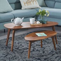 Design Couchtisch 2er Set Holz im Retrostil Dreifußgestell (zweiteilig) von Möbel4Life