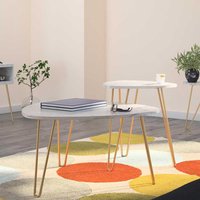 Sofa Tisch Set in Weiß Marmor Optik Goldfarben (zweiteilig) von Möbel4Life