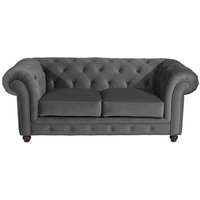 2er Sofa Samtvelours Anthrazit im Chesterfield Look 196 cm breit von Möbel4Life