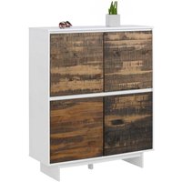 4 türiges Highboard in Weiß und Kiefer dunkel 120 cm hoch von Möbel4Life