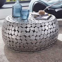 Aluminium Couchtisch in Silberfarben runder Tischplatte von Möbel4Life