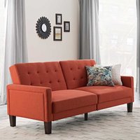 Ausklappbares Sofa Retro in Ziegel Rot 200 cm breit - 88 cm tief von Möbel4Life