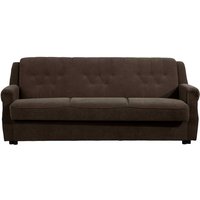 Ausklappbares Sofa braun mit Federkern Flockstoff Bezug von Möbel4Life
