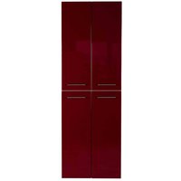 Badezimmer Hochschrank rot in modernem Design Metallgriffen von Möbel4Life