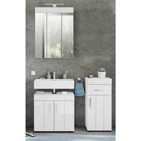 Badezimmermöbelset mit Spiegelschrank in Weiß Hochglanz (dreiteilig) von Möbel4Life