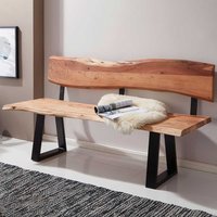 Baumkanten Sitzbank aus Akazie Massivholz Eisen von Möbel4Life
