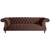 Braune Velours Dreisitzer Couch im Barockstil 253 cm breit von Möbel4Life